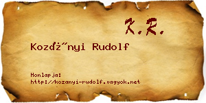 Kozányi Rudolf névjegykártya